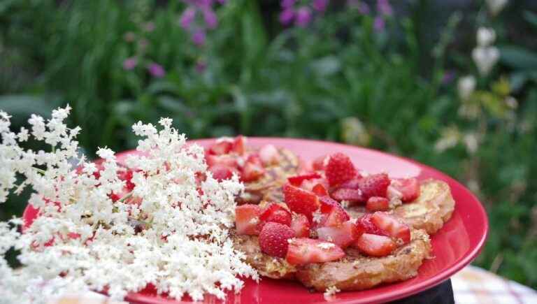 FRUIT BREAD with ELDERFLOWERS and STRAWBERRIES to cook with flowers!