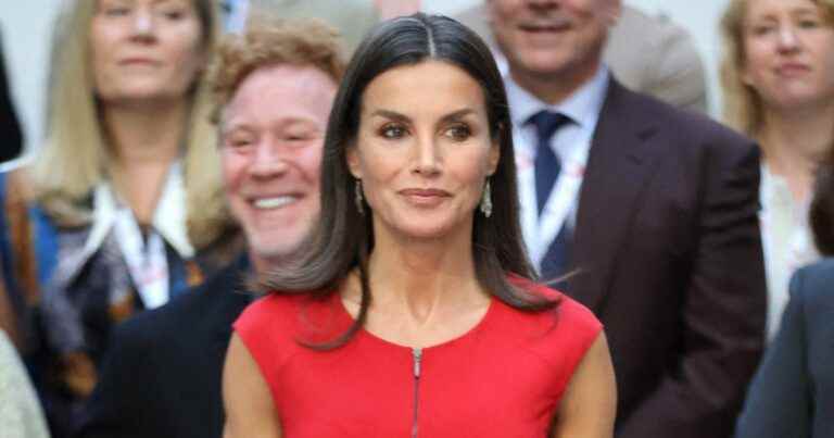 Letizia from Spain: Divine in a red dress, her look clashes