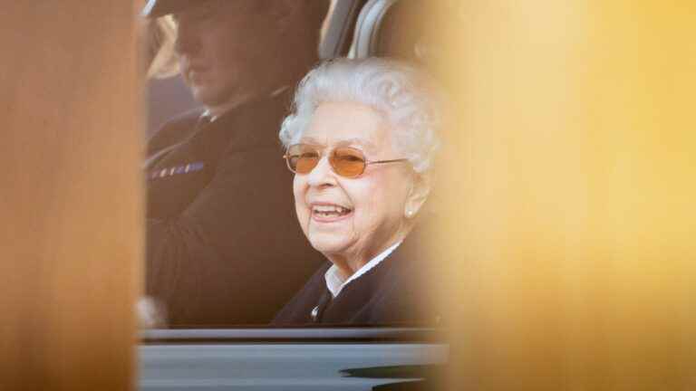 Queen Elizabeth II smiling at Windsor in rare public appearance