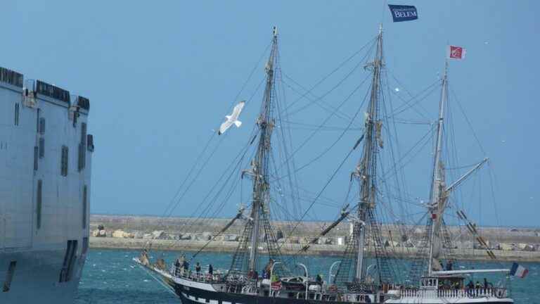 The three-master Belem back in Cherbourg at the end of May