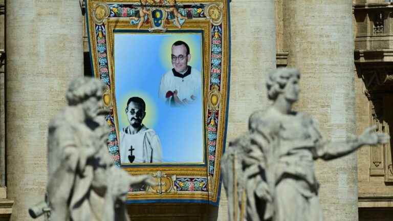 Three French clerics, including desert hermit Charles de Foucauld, have been canonized by Pope Francis in Rome