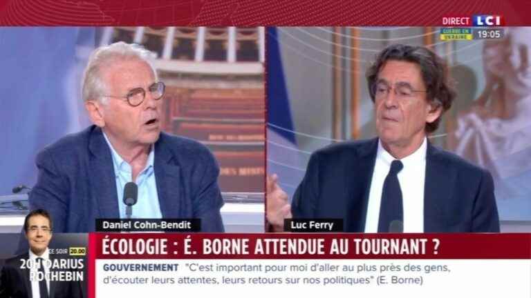 huge clash between Luc Ferry and Daniel Cohn-Bendit who insult each other live on LCI