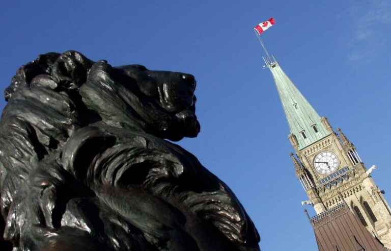 A police operation in progress in front of the Canadian parliament