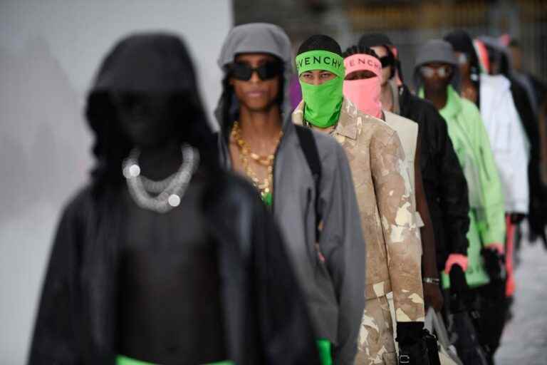 Givenchy fashion show |  Balaclavas, bare torsos and rain boots