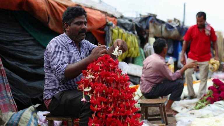 India: the Calcutta flower market, one of the largest in Asia