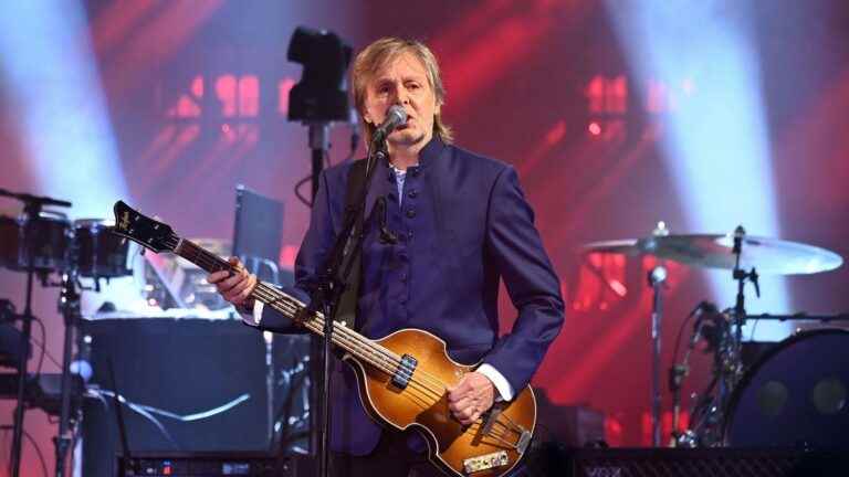 Paul McCartney at the top of the Glastonbury Festival which ends on Sunday