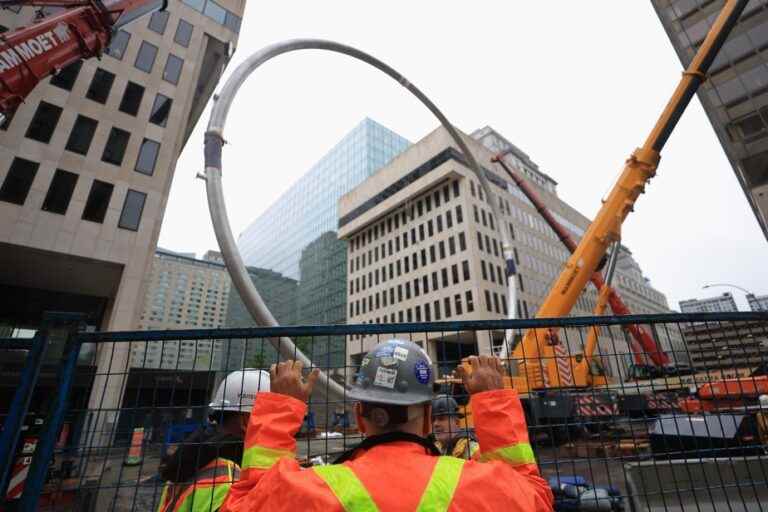 The giant ring installed in downtown Montreal