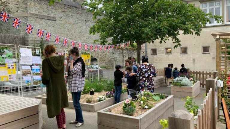 a garden created in the middle of a schoolyard to make children aware of the environment