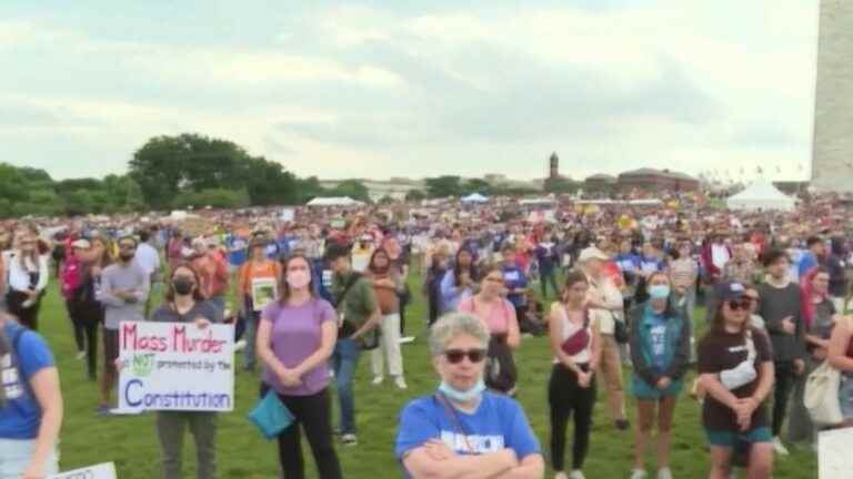 thousands of Americans demonstrate for a regulation of firearms