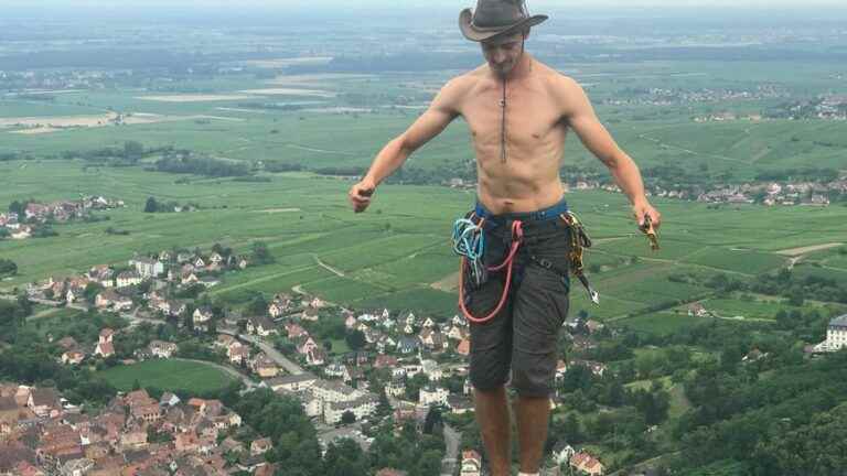 250 meters above the ground, the tightrope walker Benoit Brume wants to break the Alsace record on a strap