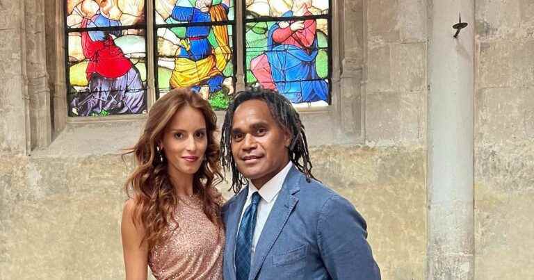 Christian Karembeu accomplice with Jackie and her two adorable daughters for a beautiful wedding