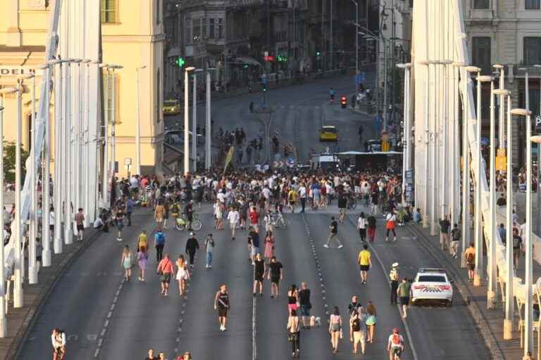 Hungary |  Protesters against tax reform block a bridge in Budapest