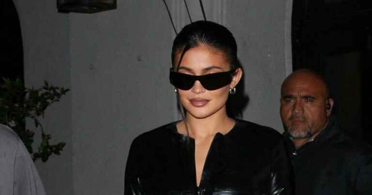 Kylie Jenner shows off her curves in a molded vinyl dress for a romantic date