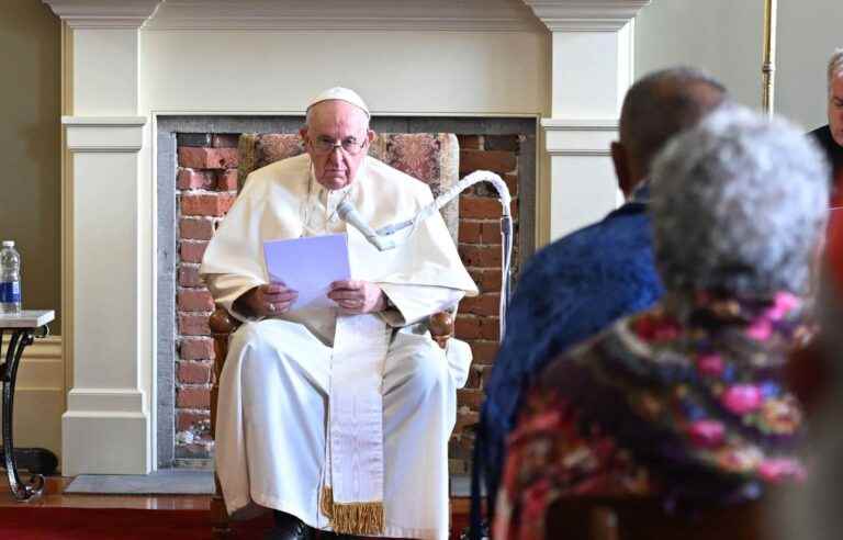 Pope meets residential school survivors in Quebec