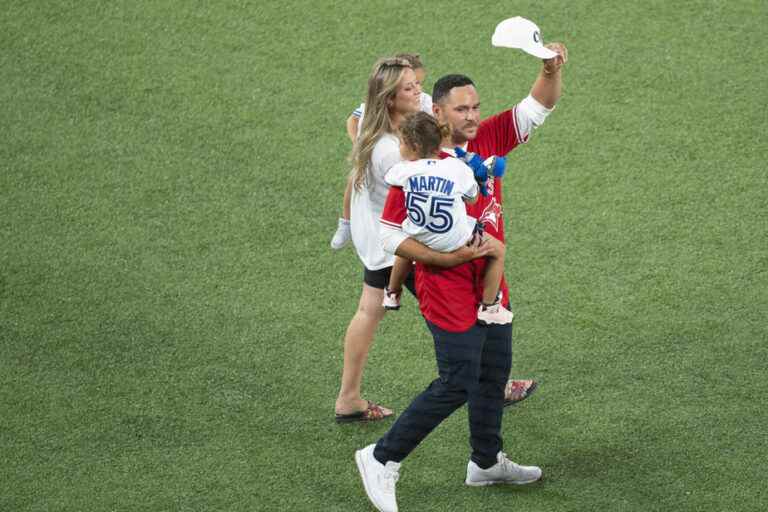 Russell Martin cheered by the crowd at Rogers Center on Canada Day