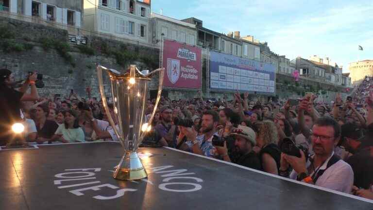 Stade Rochelais and its Champion’s Cup trophy on the Jean-Louis Foulquier stage