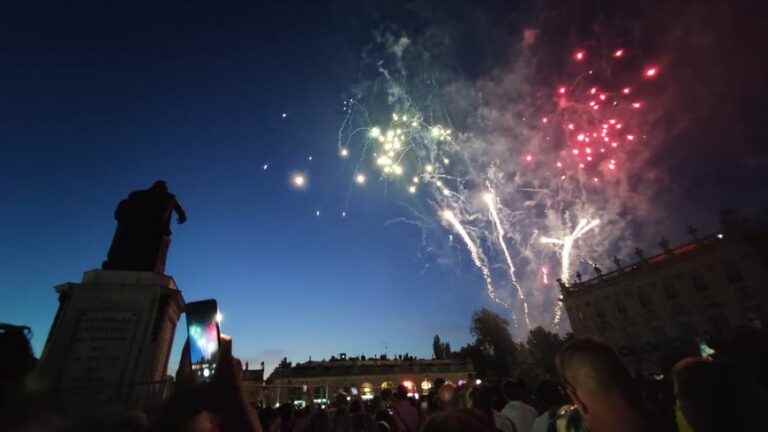 The July 14 fireworks illuminate Place Stanislas in Nancy