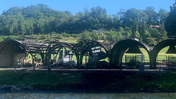 The chapels of light of the Sanctuary of Lourdes damaged by a fire this weekend