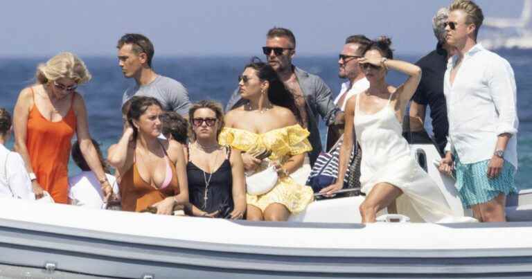 Victoria Beckham worn by David in Saint-Tropez, in front of their loving son Cruz