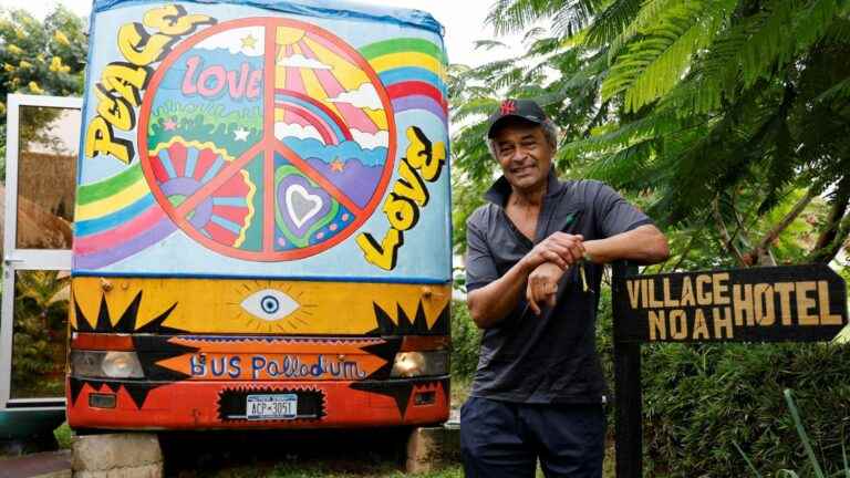 Yannick Noah welcomes Emmanuel Macron to his village in Cameroon on Tuesday