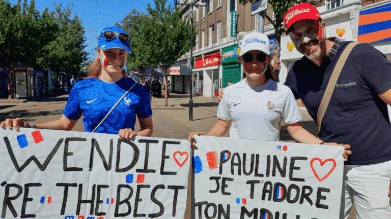 a handful of French supporters at the rendezvous in Rotherham, before the match of Les Bleues against Italy