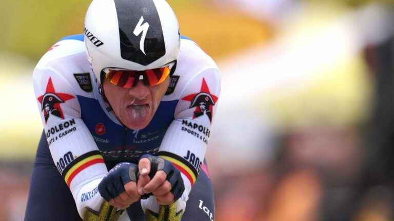 the Belgian Yves Lampaert first yellow jersey after his victory in the inaugural time trial in Copenhagen