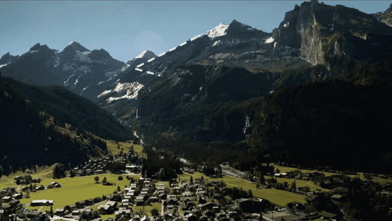 the mountain threatens a Swiss village