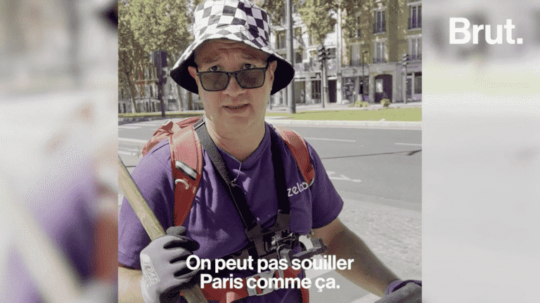 VIDEO.  He goes around Paris to pick up trash