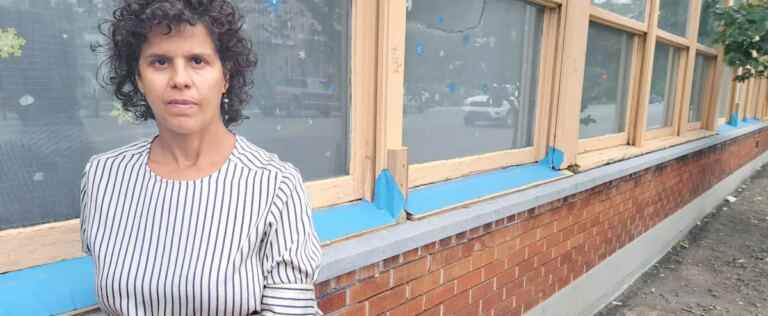 Windows caulked for back to school at Maisonneuve School in Montreal