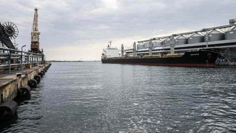 a first cargo of grain leaves the port of Odessa