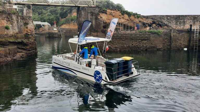 in Biarritz, a boat crisscrosses the coast all summer to collect plastic waste