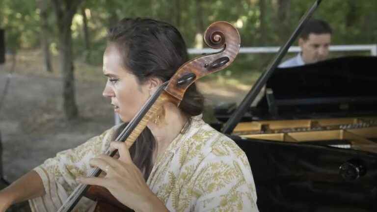 Cellist Olivia Gay plays in the woods to save the forests