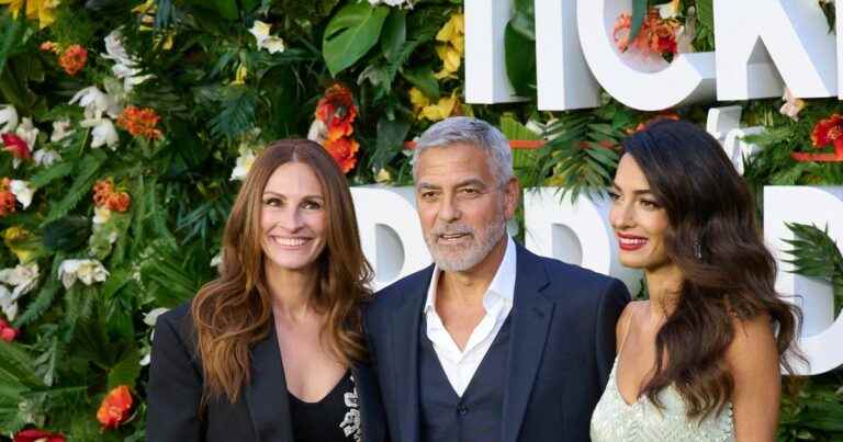 George and Amal Clooney: Couple beaming on the red carpet with Julia Roberts, a pregnancy announced