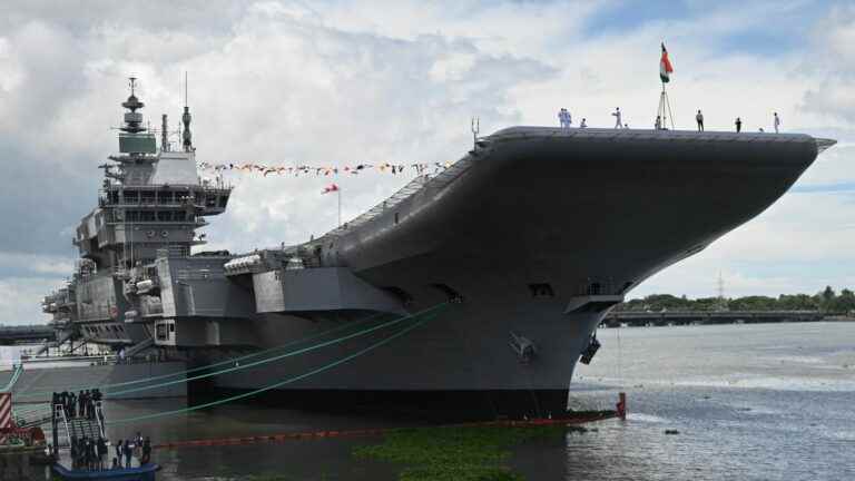 India launches its first aircraft carrier, a symbol of its military affirmation