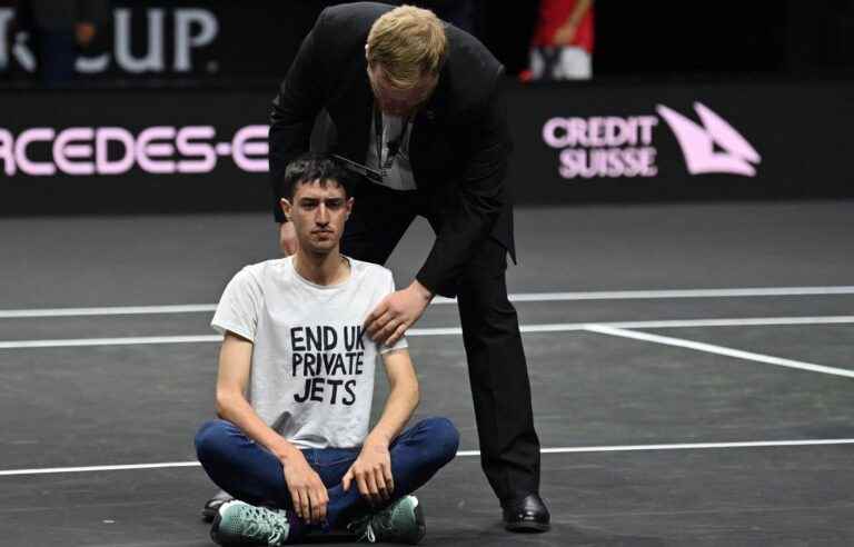 Laver Cup match two interrupted by activist who set his arm on fire