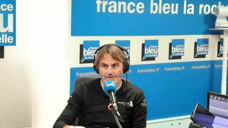 Navigator Yannick Bestaven at the helm of the morning show of France Bleu La Rochelle