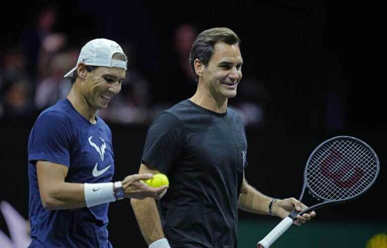 Roger Federer and Rafael Nadal together at the Laver Cup for Federer’s last game