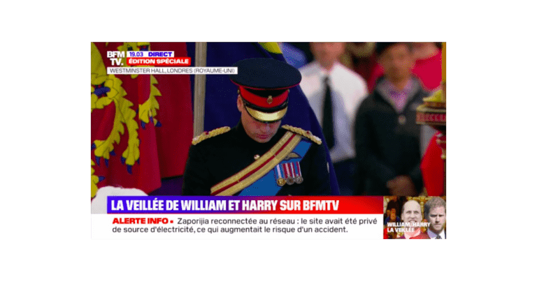 Vigil of the grandchildren of Elizabeth II: William and Harry, back to back and heads bowed, intense and poignant scene