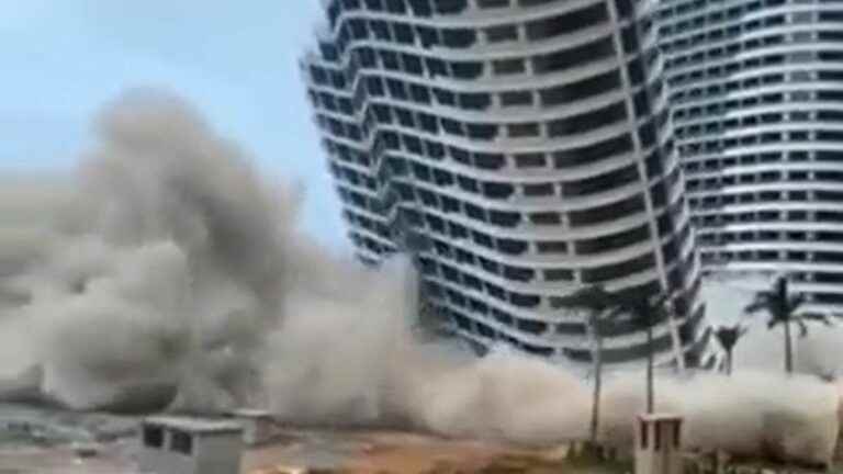 does a video show that dozens of new buildings are being destroyed right now across the country?