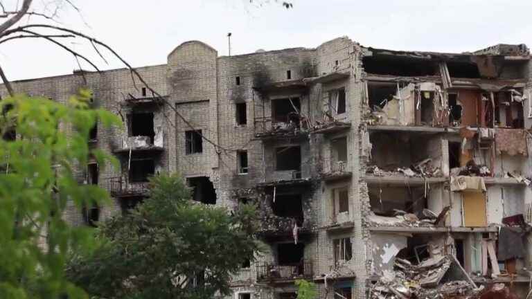 in the heart of Izioum, a city recaptured by the Ukrainian army from Russian forces