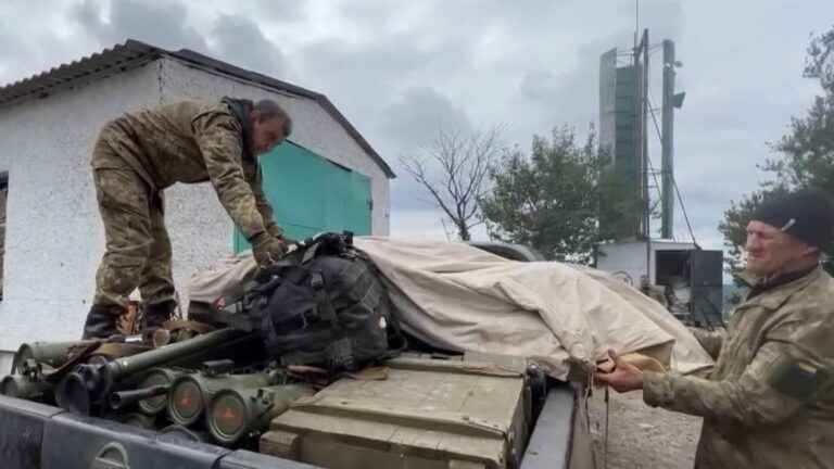 in the heart of the city of Izioum, taken over by the Ukrainians