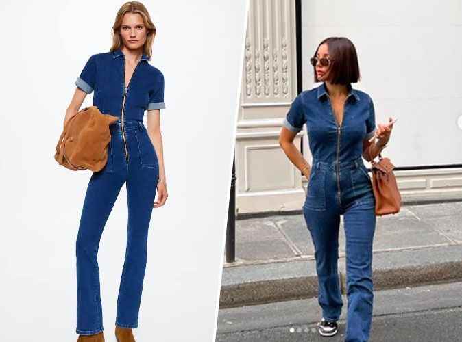 the Mango denim jumpsuit worn by Rym Renom