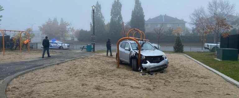 A motorist ends up embedded in swings in Saint-Léonard