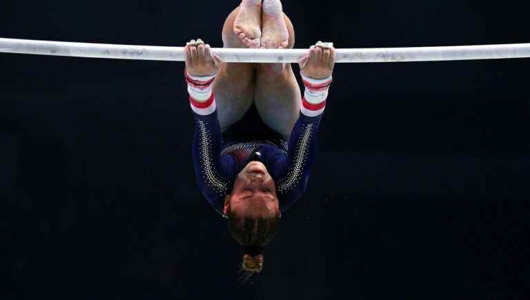 Avoinaise Carolann Héduit in the final of the World Gymnastics Championships