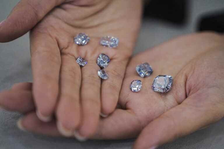 Eight blue diamonds soon to be auctioned at Sotheby’s