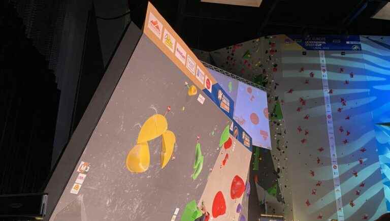 ON VIDEO – The public of the Espace Mayenne encourages climbers at the International Climbing