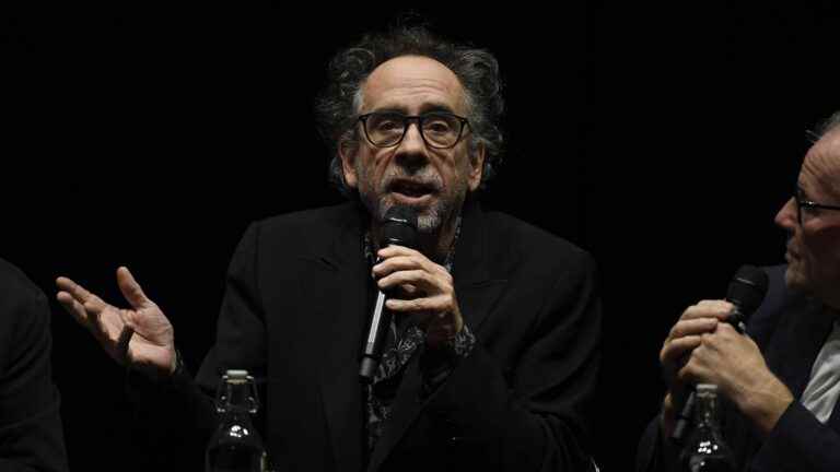 Tim Burton winner of the Lumière Award speaks to his audience