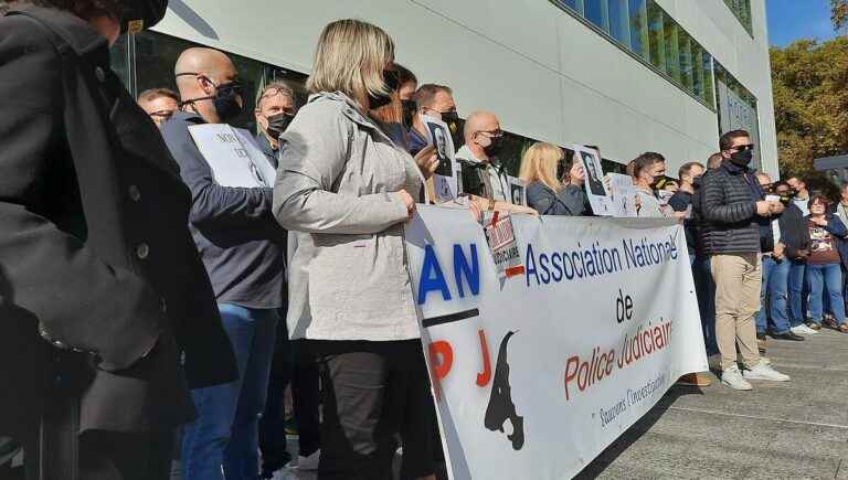 more than a hundred police officers gathered in Strasbourg and Mulhouse