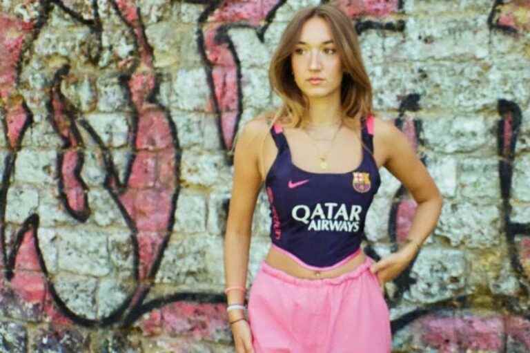 A young French designer transforms soccer jerseys into corsets