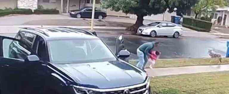 A father saves his little girl who is attacked by a coyote